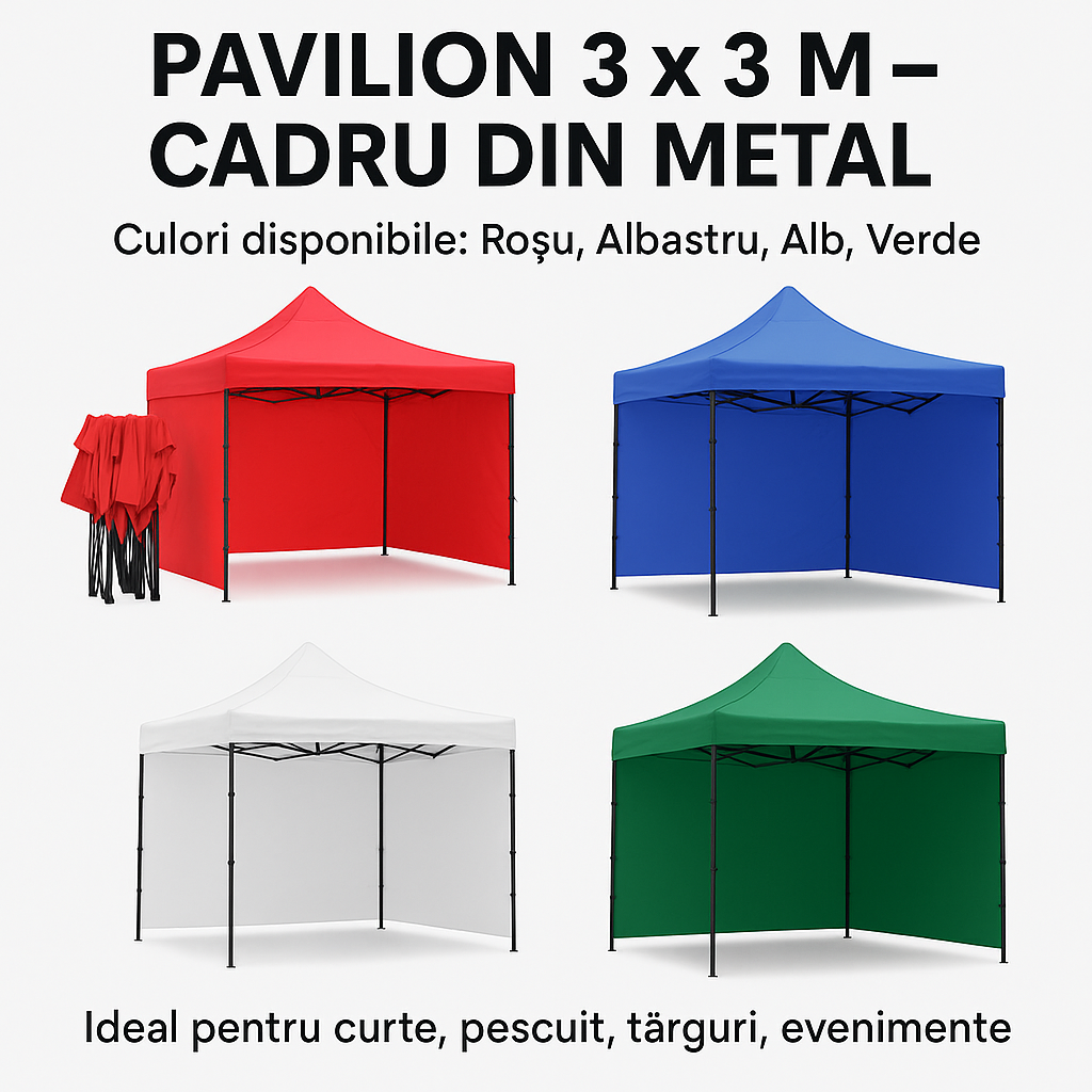 Pavilion pliabil sistem acordeon de gradina 3 x 3 m