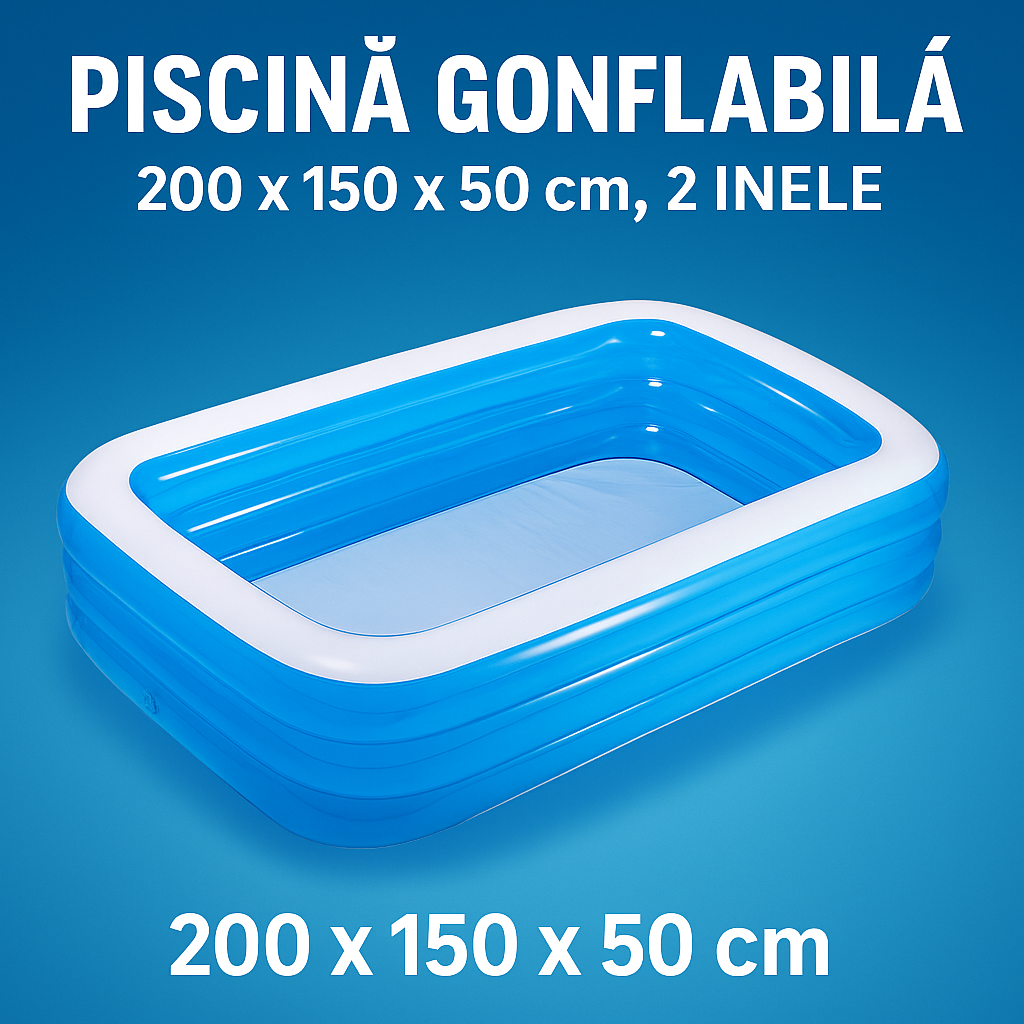 Piscina gonflabila , 200 x 150 x 50 cm, 2 inele family pool XXL exterioara
