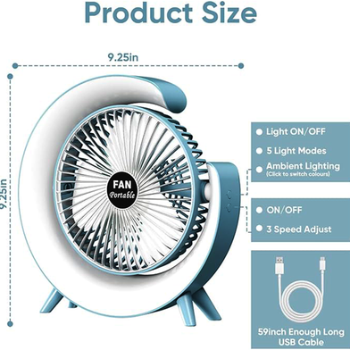 Ventilator Portabil cu 3 Viteze și Sunet Luminos - Răcoare și Distracție