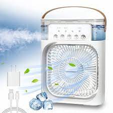 Ventilator cu Umidificator și Lumini LED, 5 Setari de Pulverizare, Lumini LED cu 7 Culori - Răcoare și Ambianță Plăcută