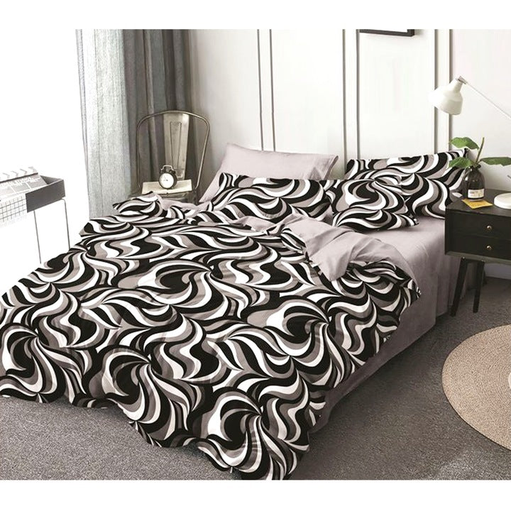 Lenjerie de pat din Finet, 6 Piese, Pat 2 Persoane,  gri