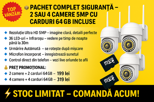 Set 2 x sau 4 x Camera video Jortan 34 Leduri, 4 carduri 64 GB Incluse in pachet
