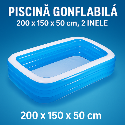 Piscina gonflabila , 200 x 150 x 50 cm, 2 inele family pool XXL exterioara