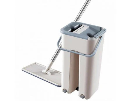 Mop profesional cu doua cuve de spalare si uscare + 2 rezerve cadou, cap plat 360°