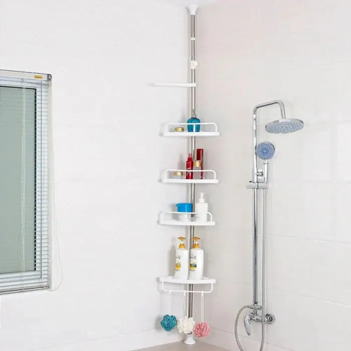 Etajera colt pentru baie si dus, 4 rafturi, inaltime reglabila 100 CM -320 CM
