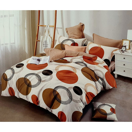 Lenjerie de pat Bumbac finet, 6 piese, Red&Brown Circles