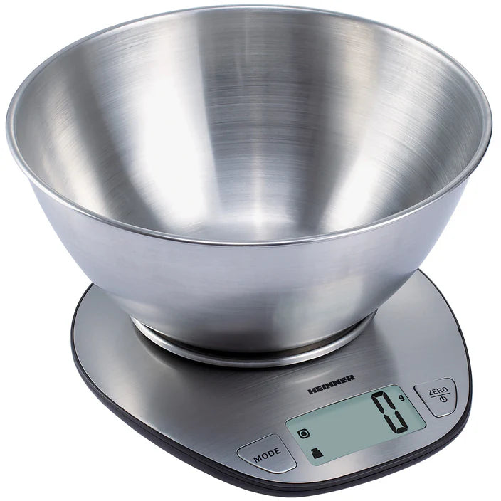 Cântar de bucătărie cu bol 5 kg din oțel inoxidabil Heinner