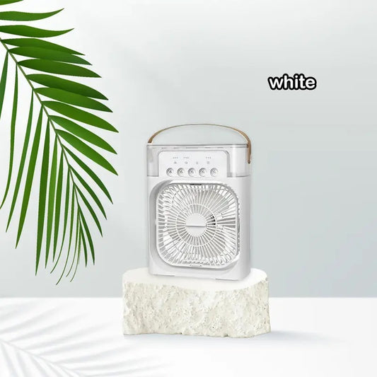 Ventilator cu Umidificator și Lumini LED, 5 Setari de Pulverizare, Lumini LED cu 7 Culori - Răcoare și Ambianță Plăcută
