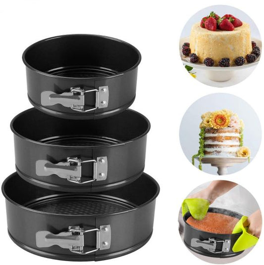 Set 3 Tavi forma rotunda pentru Prajituri/Tort cu fund detasabil - Perfecte pentru Coacere