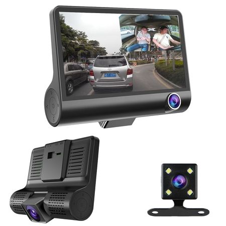 Camera auto tripla Blackbox L300-1, Full-HD, 3 camere-FATA/SPATE/INTERIOR, ecran 4'', G Senzor CARD INCLUS