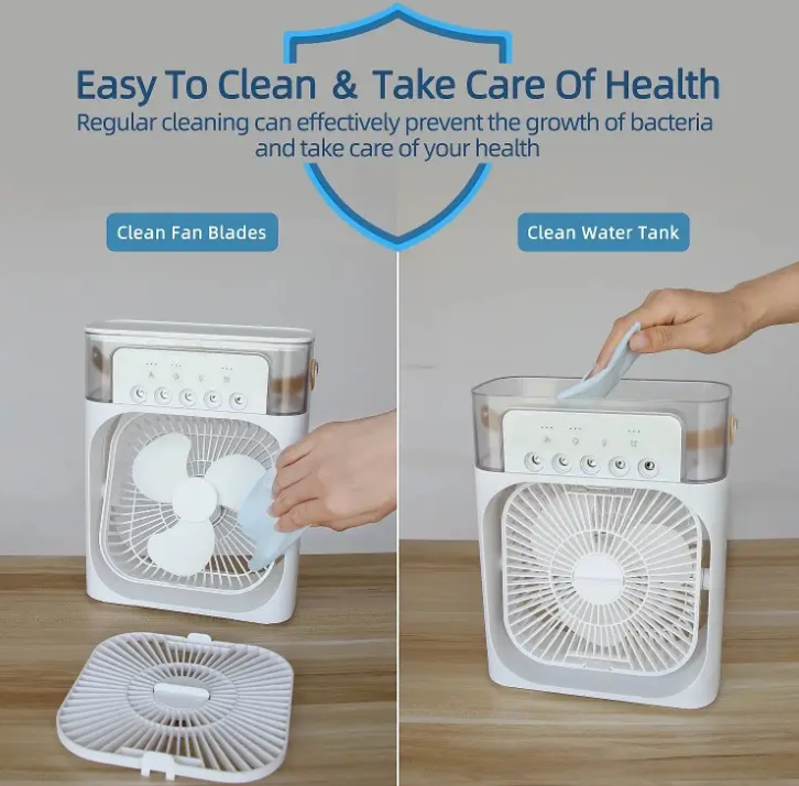 Ventilator portabil 3 in 1 - racorire, umidificare si iluminare in 7 culori