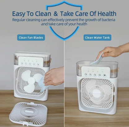 Ventilator portabil 3 in 1 - racorire, umidificare si iluminare in 7 culori