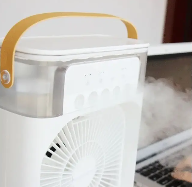 Ventilator portabil 3 in 1 - racorire, umidificare si iluminare in 7 culori
